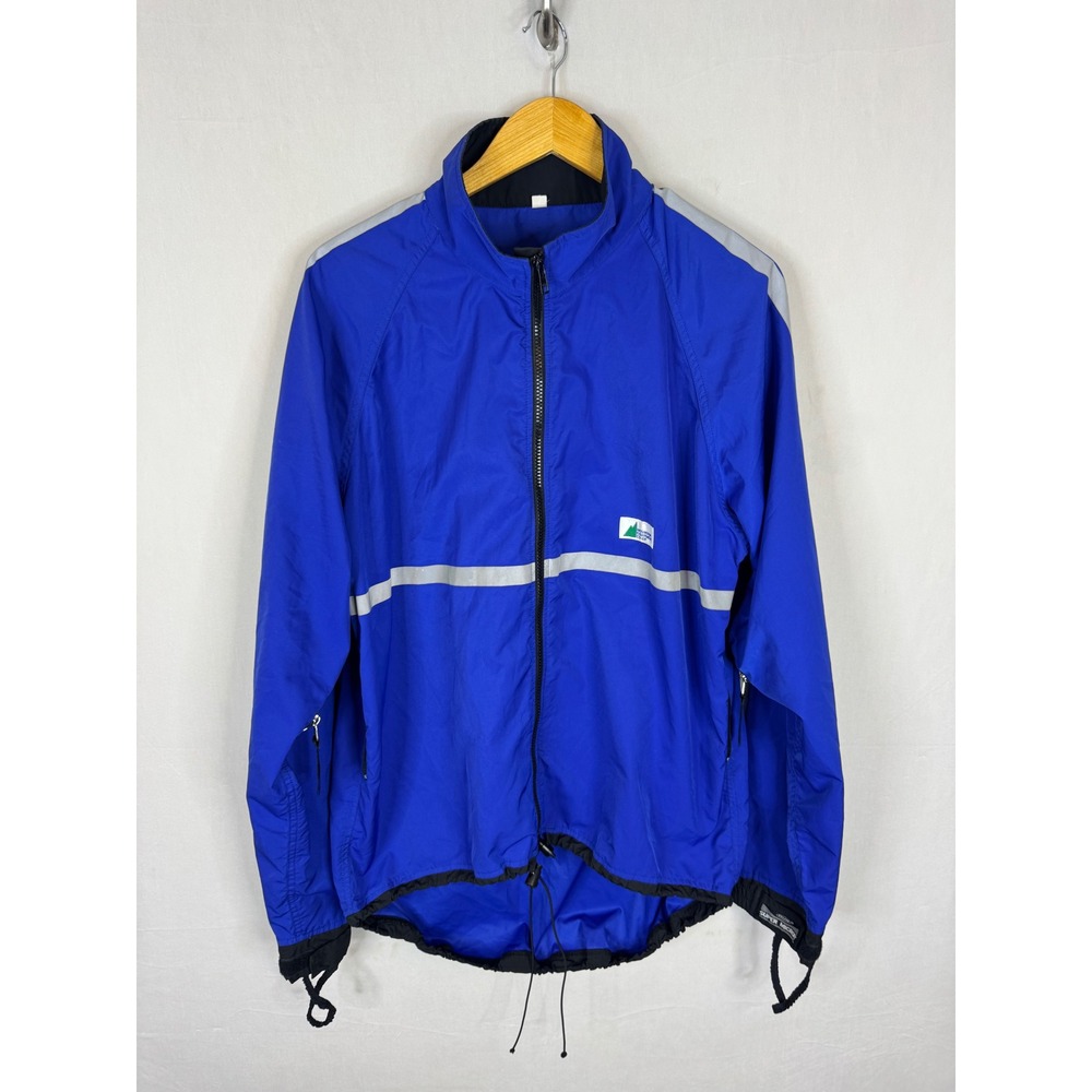 Vintage 90s Mountain Equipment Co-op MEC Cycling Jacket Blue Reflective Large